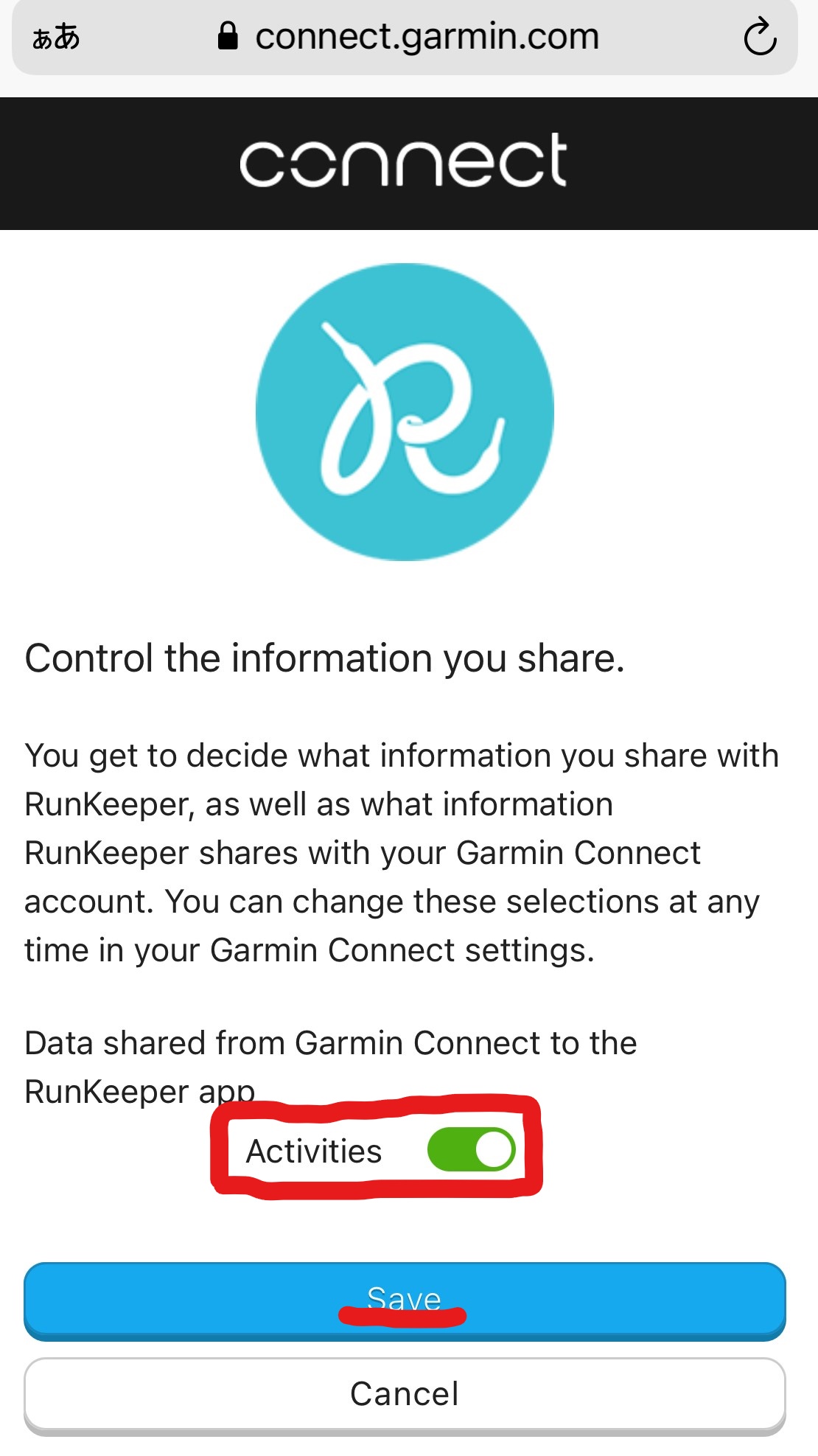 connect runkeeper to garmin
